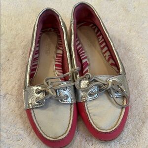 Sperry Top Sider Angelfish Pink, White and Silver “Audrey” Flats size 7